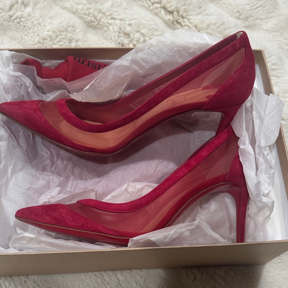 Christian Louboutin Burgundy Mesh Heels